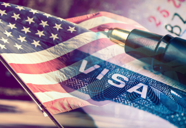 高校アメリカ留学United States of America Visa Document Concept